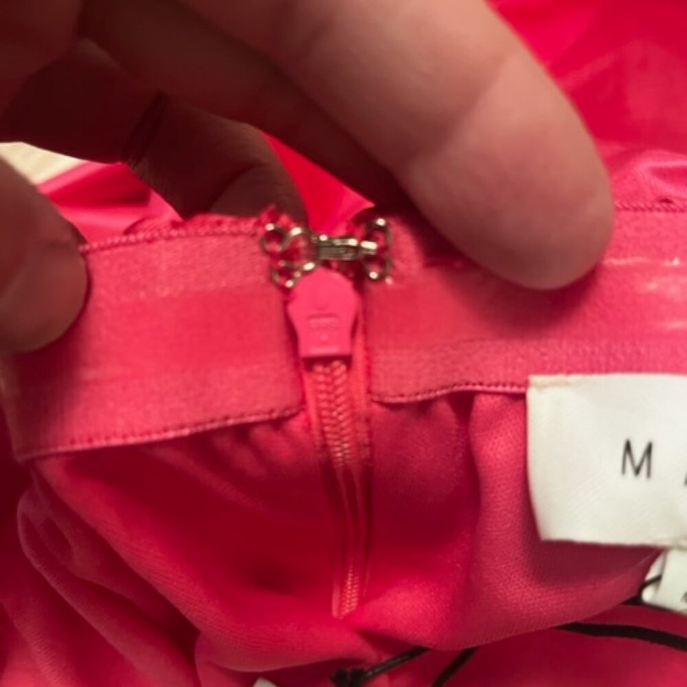 NWT Mable Vibrant Pink Bow Mini Strapless Satin Tulle Dress Medium Game Day - Picture 4 of 10